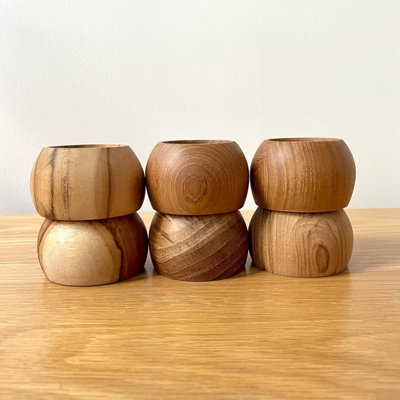 Designer Teak Wood Serving Tray, Flower Vase, and Egg Holders - Picture 7 of 8